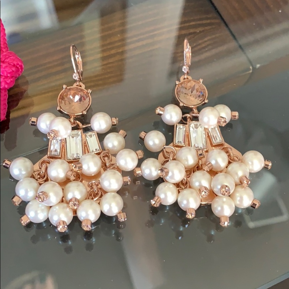 Kate Spade rose gold and pearl chandelier earrings